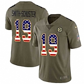 Nike Steelers 19 JuJu Smith Schuster Olive USA Flag Salute To Service Limited Jersey Dyin,baseball caps,new era cap wholesale,wholesale hats
